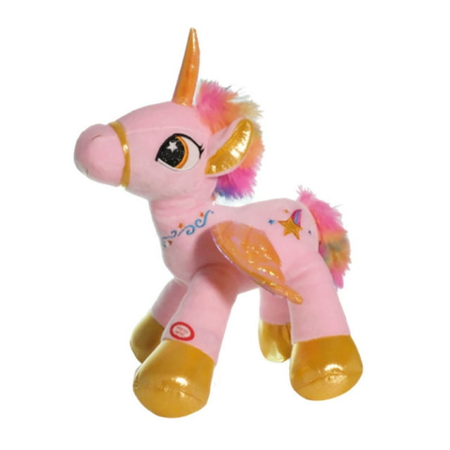 Muñeca de peluche con forma de unicornio luminoso, caballo rosa, 36 cm, para niños