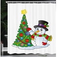 thumbnail image 4 of Ambesonne Snowman Shower Curtain, Xmas Tree Winter, 69"Wx84"L, Multicolor, 4 of 5