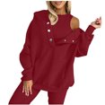 thumbnail image 2 of Frostluinai Two Piece Sets for Women Oversized Sweatsuits Long Sleeve Loose Hoodies Sleeveless Tanks Crop Tops Fall Solid Sets with Pocket, 2 of 7