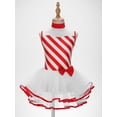 thumbnail image 2 of Alvivi Kids Girls Christmas Candy Cane Costumes Sleeveless Dance Tutu Dress Skating Leotards Skirts Red 14, 2 of 7