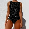 thumbnail image 2 of AOOCHASLIY Clearance 2022 Popular Women Graffiti Abstract Print Wide Straps High Neck Backless Swimwear One Piece, 2 of 4