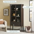 thumbnail image 6 of Samantha Modern Fluted Glass Bookshelf Cabinet, Black, 6 of 14