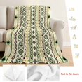 thumbnail image 5 of Beige Green Boho Blanket Soft Cozy Warm Throw Blanket for Couch, Plush Fuzzy Flannel Fleece Blankets for Sofa, Vintage Ethnic Tribe Abstract Art Bed Blankets Lightweight Gifts for Women, 40"x50", 5 of 9