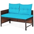 thumbnail image 2 of Kadyn Sofa Couch Conversation Sets, Outdoor Bistro Set, Wicker Rattan 3-Piece Outdoor Patio Furniture Sofa Set Turquoise, 2 of 9