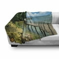 thumbnail image 3 of Coastal Soft Flannel Fleece Throw Blanket, Boardwalk on the Bridge Singapore Island Rural View Sandy Beach Summertime, Cozy Plush for Indoor and Outdoor Use, 50" x 70", Green Blue Brown, by Ambesonne, 3 of 6