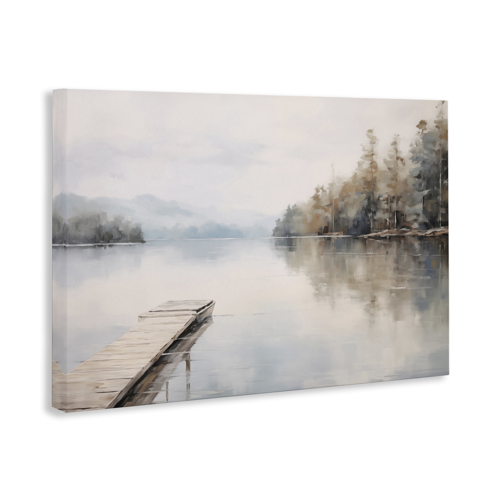 Stupell Industries Old Lake Dock View Landscape & Nature Painting Wrapped Canvas Art Print Wall Art, 30 x 20