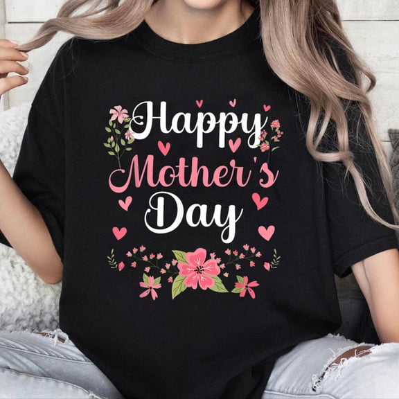 100% Cotton Unisex Happy Mother's Day Mommy Cute Floral Women for Mom Grandma T-Shirt