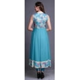 thumbnail image 4 of Bimba Turquoise Green Tie-Dye Anarkali Dress Mandarin Collar Sleeveless Kurtis for Women Print Maxi Dress Small, 4 of 6