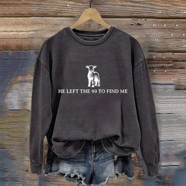 TINZ Chandail en Molleton Décontracté à Manches Longues Col Rond Imprimé "He Leave The 99 To Fine Me" pour Femmes, Chandail Décontracté, Crop Top pour Filles, Tenues d'Hiver Duveteuses pour Femmes