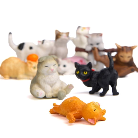 Zhaomeidaxi Statue Ornaments Variety of Cats, Bells, Cats, Different Shapes, Desktop Ornaments, Healing Blind Box, Capsule Toy, Toy Model Ornaments Multicolor 10Pcs