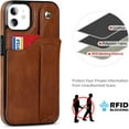 thumbnail image 6 of Design for iPhone 11/Eleven Phone Case with Screen Protector Adjustable Wrist Strap Kickstand Credit Card Slot Slim Shockproof Hybrid Rugged Protective Cover for Women Men Girls 6.1 inch Brown, 6 of 14