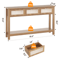 thumbnail image 3 of ELYKEN 51.2" W Rattan Console Table with 3 Drawers MDF, Oak Brown, 3 of 8