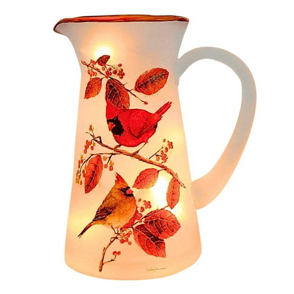 Stony Creek 8.75In Cardinal With Aspen Pitcher, Glass, Lighted Birds Fall Glass Bca1208