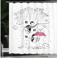 thumbnail image 4 of Ambesonne Magic Shower Curtain, Birds Rabbits Tree Rainy, 69"Wx75"L, White Pink, 4 of 5