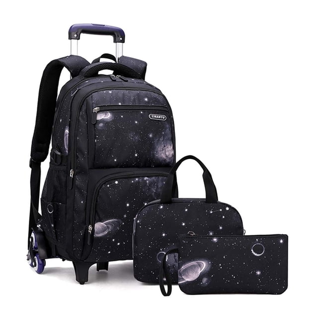Mochila enrollable MITOWERMI Trolley Space-Galaxy para niños con bolsa de almuerzo