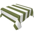 thumbnail image 2 of Olive Green and White Stripes Soft Tablecloth Square Dinng Table Covers for Kitchen & Table Linens 60" x 60", 2 of 8