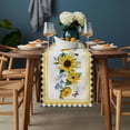 thumbnail image 2 of Sunflower Table Runner - 120 Inch Long, Kitchen Dining Table Runner Dresser Scarves, Yellow Flowers Black White Plaid Farmhouse Botanical Farmhouse Decor for Coffee Tables Wedding Party Banquet, 2 of 8