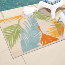 Unique Loom Aruba Outdoor Collection Area Rug - Barcadera (7' 10" Square Beige/Orange)