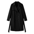 thumbnail image 2 of Biaocheng Women's Double Breasted Lapel Long Coat Button Front Long Sleeve, 2 of 6