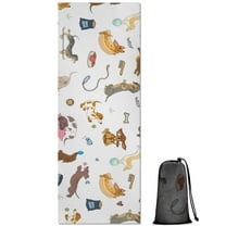 Cartoon Dachshund Hot Yoga Mat Towel Non Slip for Hot Yoga - Quick-Drying Yoga Mat Cover with 4 Corner Pockets with Travel Bag - Hot Yoga Towel Non Slip 74"x26"