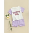 thumbnail image 3 of Suealasg Toddler Baby Girls Outfit Short Sleeve Crew Neck Letters Print T-Shirt with Shorts 2-piece Infant Summer Clothes for Girls 0-3 Years, 3 of 9