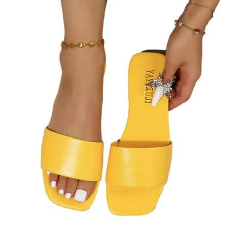 

Homadles Women s Slippers- Wedge Sandals Buckle Pointed-toe Wedge Sandals on Clearance in Store Slippers Yellow Size 4.5