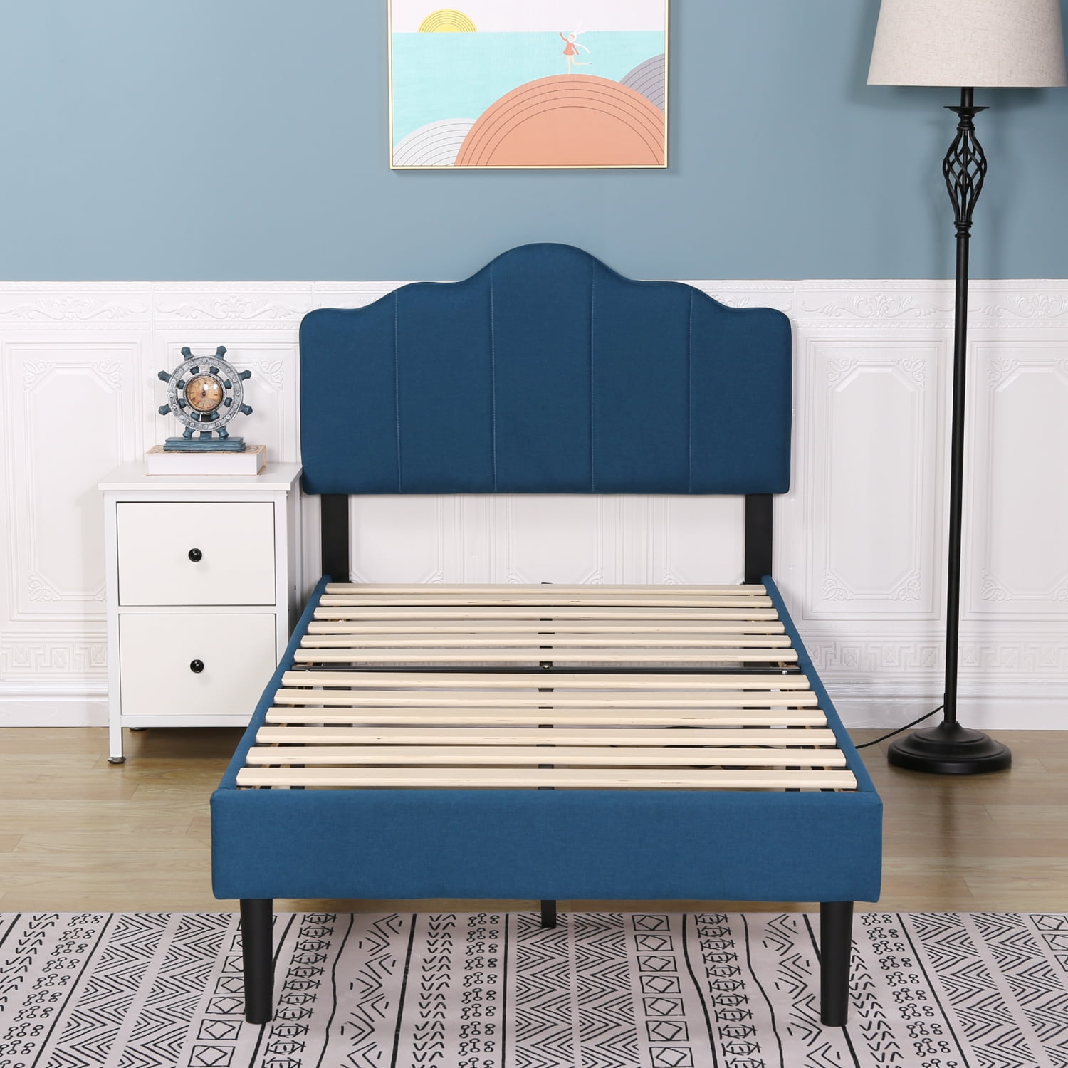 VECELO Height Adjustable Headboard Upholstered Platform Bed Frame