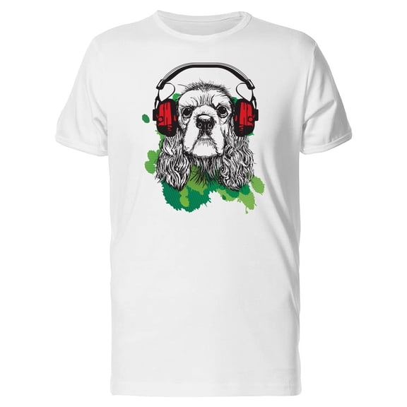 Cocker Spaniel In Headphones Tee Men's -Image by Shutterstock