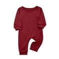 thumbnail image 2 of RKSTN Christmas Pajamas for Family Solid Color Soft Round Neck Long Sleeve Tops and Pants Sleepwear Two Piece Family Christmas Pjs Matching Sets(Baby), 2 of 6