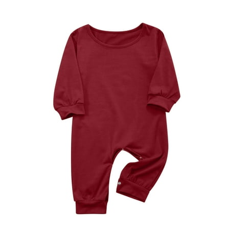

Olyvenn Clearance Babys Sets Baby Christmas Striped Solid Long Sleeve Jumpsuit Family Clothes Pajamas Home Best Gifts for Women 2023 Red 18M