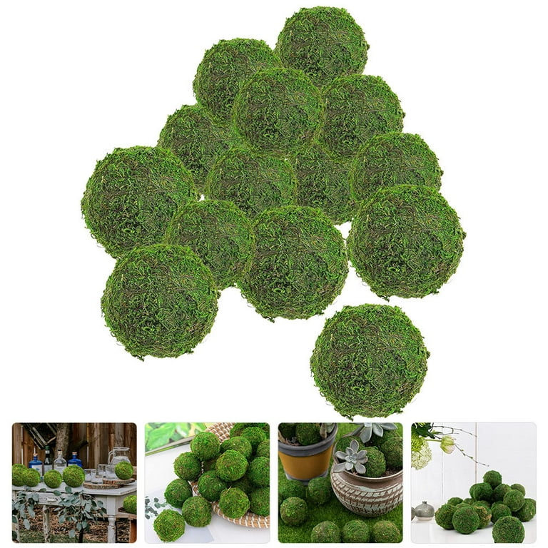 14pcs Decorative Moss Balls Dried Grass Balls for Vases Table Planter  Weddings Parties 