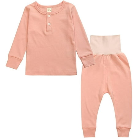 

QWZNDZGR Little Boys Girls 2PCS Sleepwear Yellow White Soft Cotton Solid Pajamas Sets