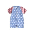thumbnail image 2 of Musuos Baby Boy 4th of July Swimwear 6M 12M 18M 24M 3Y Star Stripe Print Zipper Short Sleeve Rash Guard Jumpsuit Swimsuit Beachwear, 2 of 9