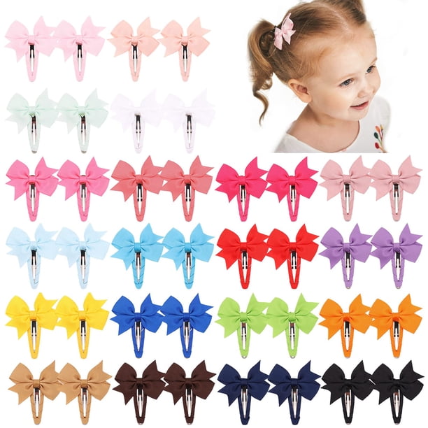 40 pinzas para el pelo a presión para niñas, cintas de grogrén totalmente envueltas de 2 pulgadas, accesorios para bebés recién nacidos y niños pequeños