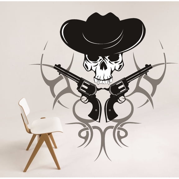Custom Decals Skull Gun Design 20x30"
