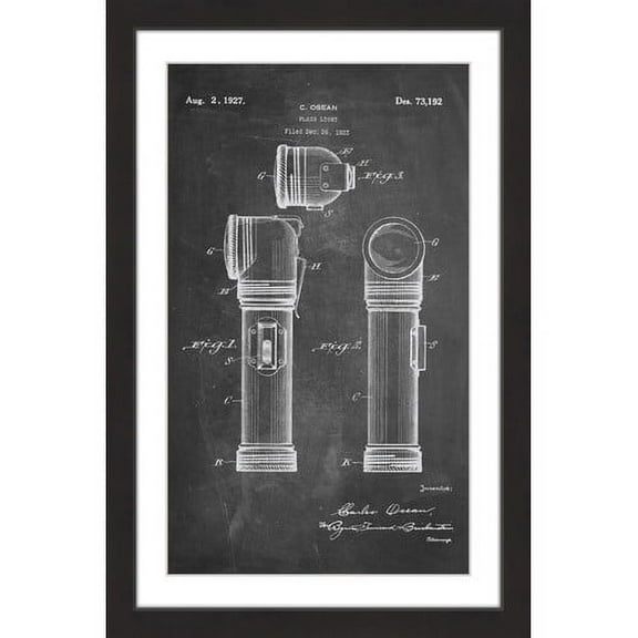 "Flashlight 1923 Chalk" Framed Painting Art Print, 12" x 1.5"