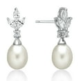 thumbnail image 2 of Brilliance Fine Jewelry 925 Sterling Silver Fancy Freshwater Pearl with Simulated White Diamond accent Boxed Set with Earring and Pendant, 18" Chain, 2 of 3