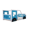 thumbnail image 4 of Twin Solid Wood Car-Shaped Platform Bed with Wooden Slats, Twin Size Bed with Wheels, Twin Size Platform Bed with Headboard and Footboard, No Box Spring Needed(Blue), 4 of 8