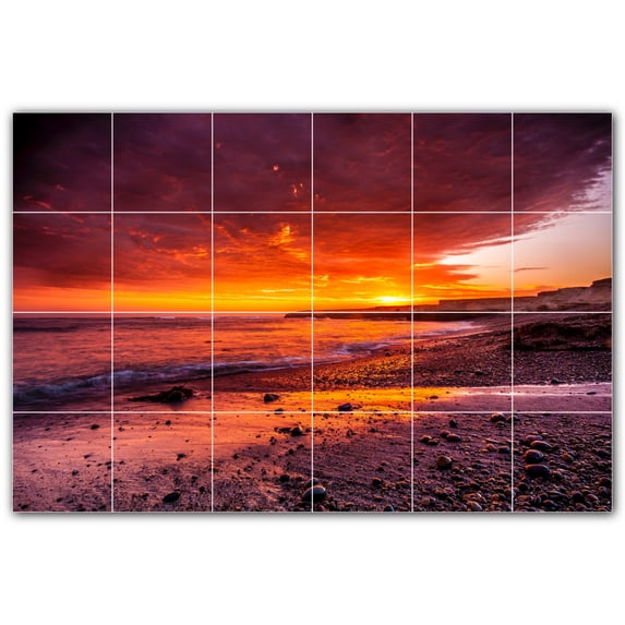 Picture-Tiles.com: Sunset Ceramic Tile Wall Mural WAL500979-64M. 36"W x 24"H using (24) 6" x 6" Ceramic Tiles-Satin Finish
