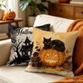 thumbnail image 5 of Halloween Throw Pillow Cover, Spooky Halloween Decor Haunted House 18X18 Inch Linen Pillow Case, for Indoor Living Room, Bedroom, Farmhouse Fall Gathering Use, Stain-Resistant, 5 of 6