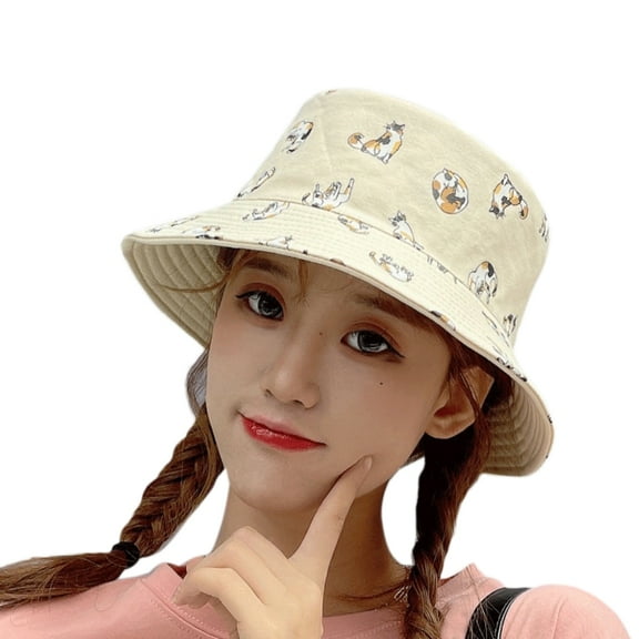 ZPAQI Double-sided Fisherman Hat Niche for Cat Print Bucket Hat Surprise Gift for Unis