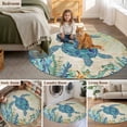 thumbnail image 6 of Round Area Rug 4ft,Summer Sea Turtle Washable Carpet Non-Slip Runner Accent Rugs Indoor Floor Mat for Bedroom Living Room Decor,Vintage Anchor Starfish on Letter, 6 of 9