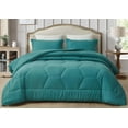 thumbnail image 2 of Chezmoi Collection Vero Teal Comforter Set Full Size 3-Piece Fluffy Soft Lightweight Bedding Honeycomb Geometric Stone-Washed Microfiber Comforter Set for All Season, 2 of 8