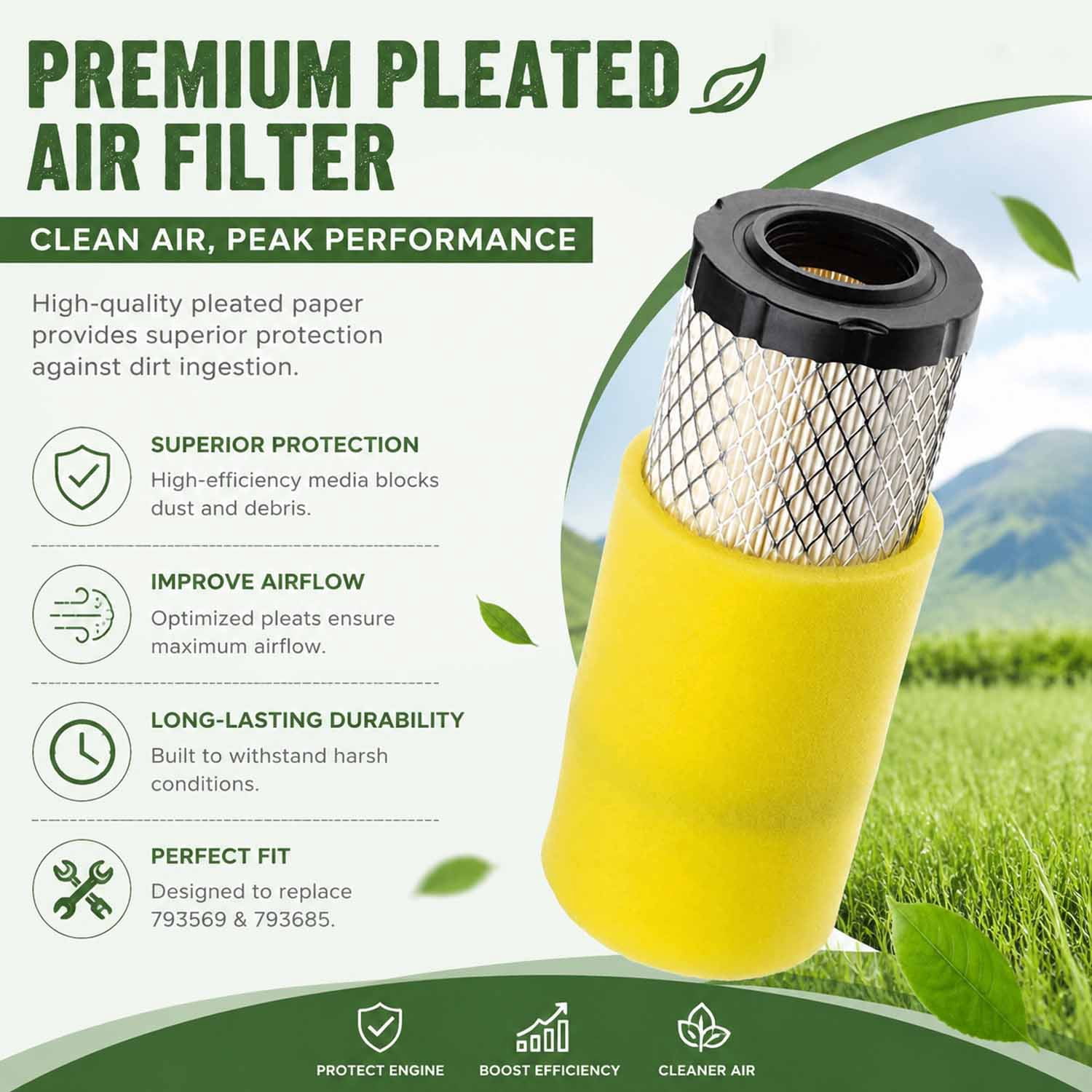 793569 793685 Air Filter for BS Craftsman 793569 4241 5415 John Deer-e GY21055 MIU11511 LA125 LA115 D100 D110 D120 Parts Craftsman YT3000 LT2000 T110 Mower 696854 Oil Filter