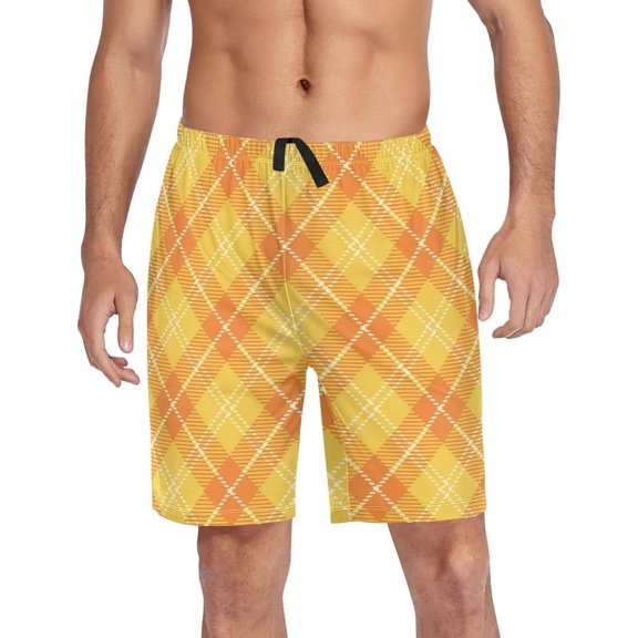 GZHJMY Buffalo Plaid Pajama Pants Short for Men, Lounge Pants Lightweight Men Pajama Bottoms with Drawstring Pockets, Christmas New Year Birthday Gifts, Medium