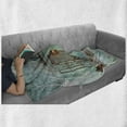 thumbnail image 6 of Retro Soft Flannel Fleece Blanket, Old Gate and Curtain Composition on Checkered Floor Digital Computer Graphics, Cozy Plush for Indoor and Outdoor Use, 50" x 70", Teal Brown White, by Ambesonne, 6 of 6