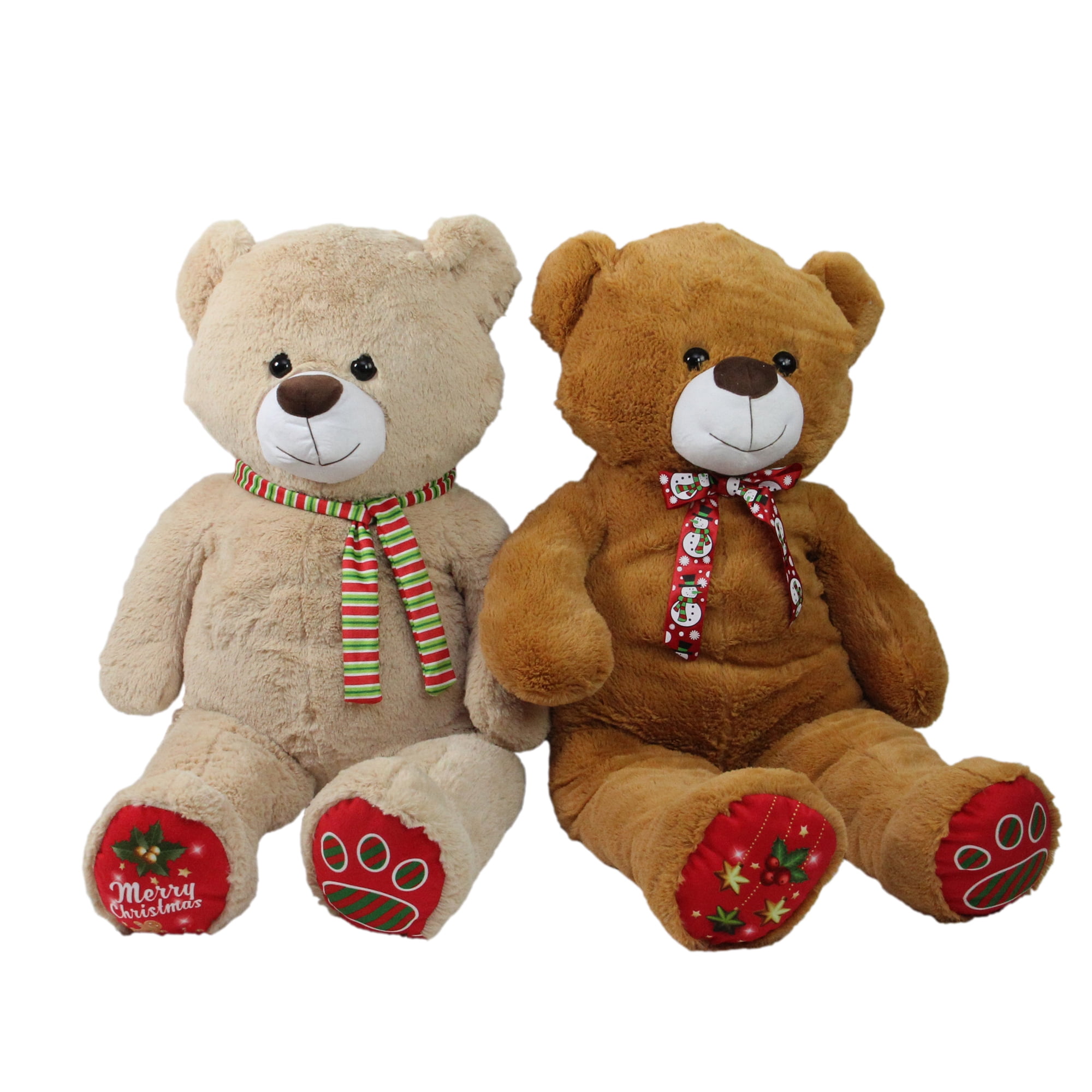 Set of 2 Brown and Beige Soft Plush Christmas Stuffed Bear