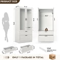 thumbnail image 6 of MEISSALIVVE Modern Armoire Wardrobe Closet with 2 Doors, Hanging Rod, 2 Drawers, Frosted Glass, Bedroom Storage Cabinet, White Wood Grain, 6 of 7