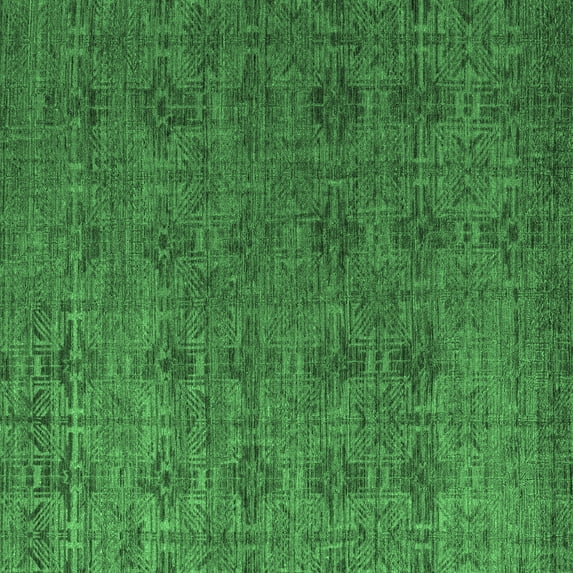Ahgly Company Indoor Square Abstract Emerald Green Modern Area Rugs, 7' Square