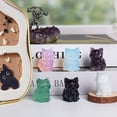 thumbnail image 5 of Random Style Crystal Cat Figurine Blind Box, 1.6 Inch Hand Carved Fluorite Kitten Statue, Home Desk Decor Gift, 5 of 6